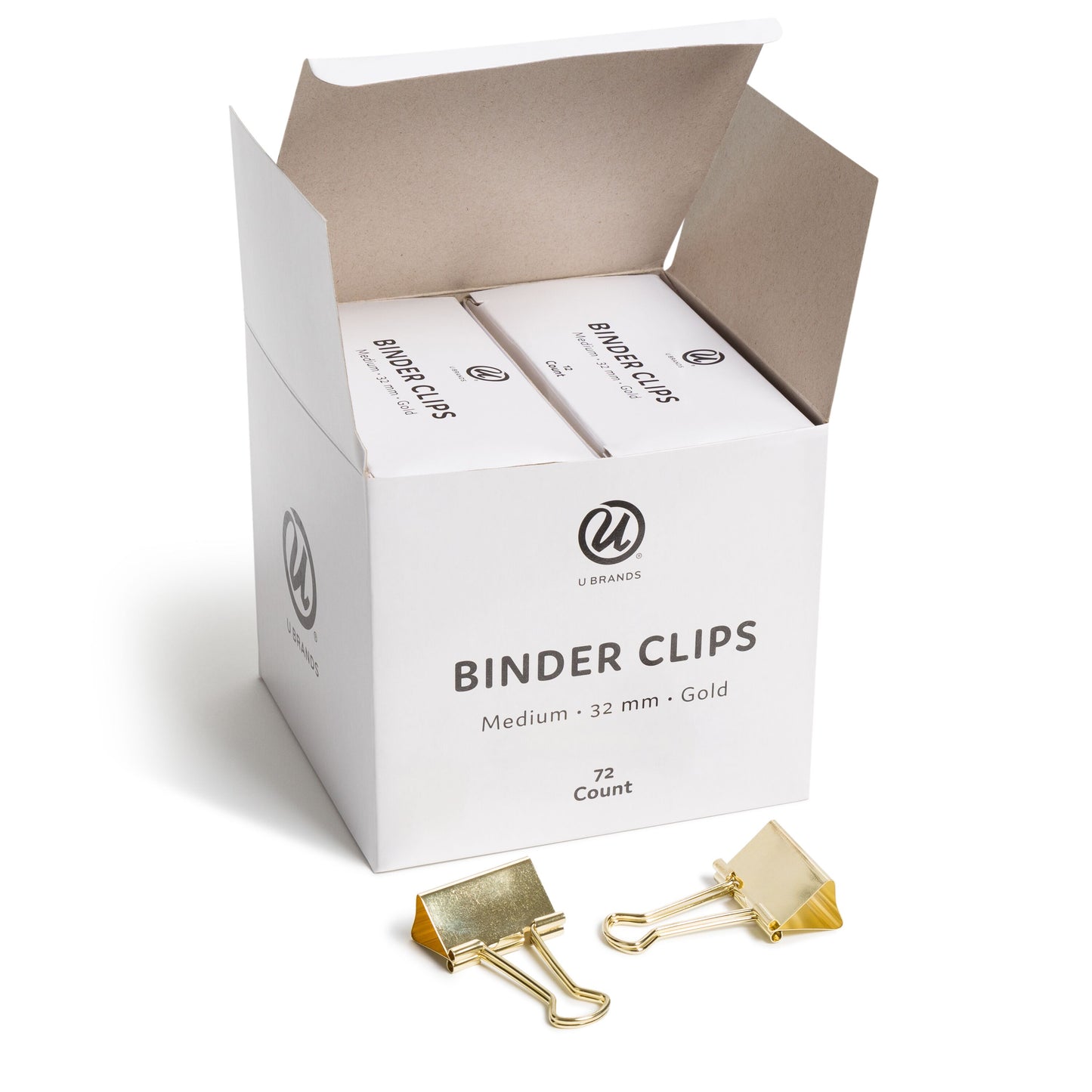 U Brands Binder Clips, 32mm, Metallic Gold, 72-Count