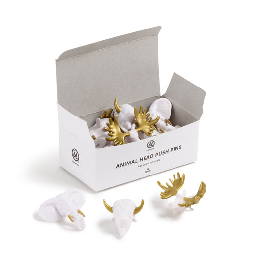 U Brands Animal Head Push Pins, Assorted Styles, 12-Count