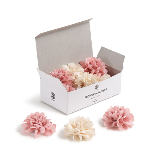 U Brands Mini Flower Magnets, Pink and Cream, 12-Count