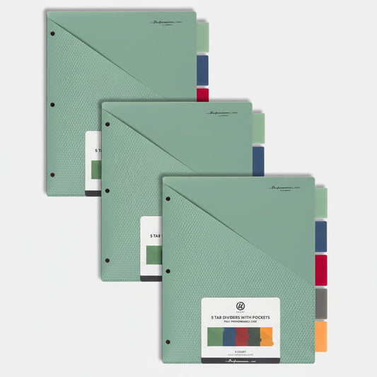 U Brands Poly Performance 5 Tab Dividers w/ Pocket - 3 Pack; Core